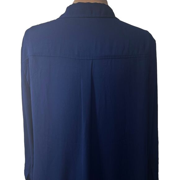 New York and Co. Navy Roll Tab Sleeve Blouse Size XL - Picture 8 of 14